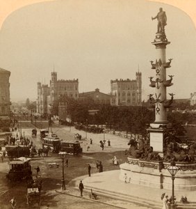 Het Tegetthoff Monument, in de Prater-Stern, Wenen, Oostenrijk, 1898 door Underwood and Underwood