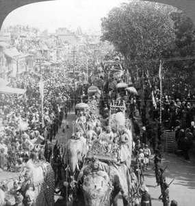 De grote Durbar-processie, Delhi, India, 1903 door Underwood and Underwood