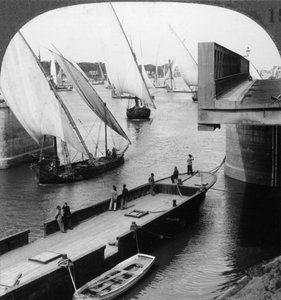 De grote Nijlbrug, Caïro, Egypte, 1905 door Underwood and Underwood