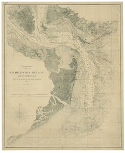 De haven van Charleston en zijn toegangswegen met de posities van de rebellenbatterijen LOC lva0000206