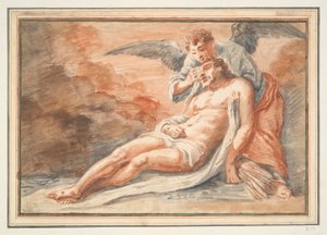 Engel troost de afgezette Christus door Unknown