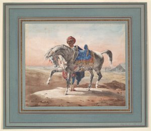 Arabier naast een paard door Unknown