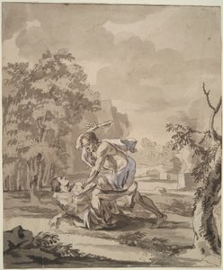 Kaïn doodt Abel door Unknown