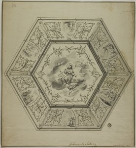 Plafondontwerp met de heilige Antonius van Padua omringd door episodes uit zijn leven en symbolen van het martelaarschap van de apostelen door Unknown