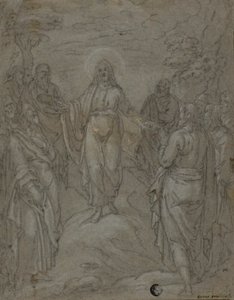 Christus en de Apostelen (recto); Schets van een Geboortetafereel (verso)