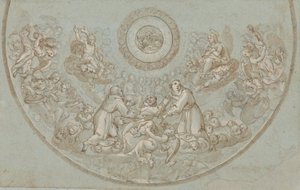 Ontwerp voor een apsis met franciscaanse monniken en groepen engelen door Unknown