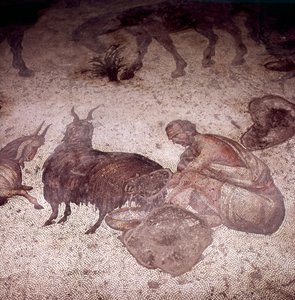 Detail van Vloermozaïek in het Grote Paleis, Istanbul, Regering van Justinus, 565-575 door Unknown