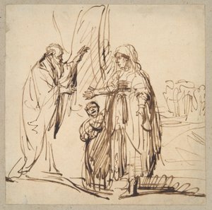 Elia en de weduwe van Zarfath door Unknown