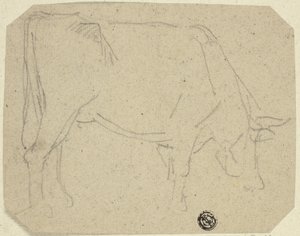 Grazende Koe (Naar Rechts Gekeerd) (recto); Achterwerk van een Paard (verso) door Unknown