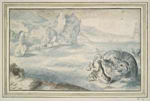 Jona bevrijd uit de walvis door Unknown