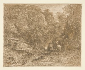 De ruiter in het bos en de voetganger
