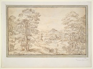 Landschap (recto); Uitzicht op een Stad (verso)