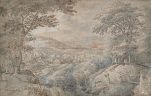 Landschap met uitzicht in de verte in de vallei