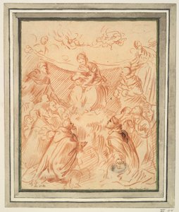 Madonna aanbeden door heiligen door Unknown