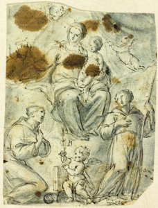 Madonna met kind, met de heiligen Antonius van Padua en Willem van Aquitanië door Unknown