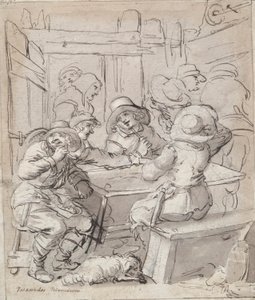 Vrolijk Kerstfeest (recto); Vrouw en Soldaat Zittend aan Tafel (verso) door Unknown