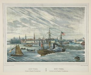 New-York. Aankomst van de trans-Atlantische stoomboot.