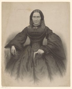 Portret van een onbekende vrouw in zwarte japon door Unknown
