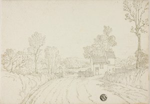 Weg langs huis in landschap