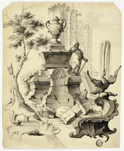 Rococo Tomb in Ruins door Unknown