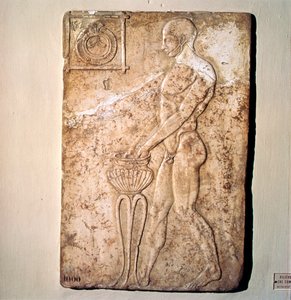 Romeins votief reliëf van atleet uit de Republikeinse periode, Rome, ca. 2e eeuw v.Chr. door Unknown