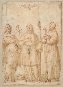 Sint Jan, Sint Charles Borromeo, en Sint Franciscus onder de Duif van de Heilige Geest door Unknown
