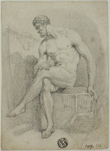 Zittende Mannelijke Naakt (van standbeeld) door Unknown