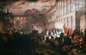Smolny Instituut - Hoofdkwartier van de Oktoberrevolutie, Petrograd 1917, schilderij door V. Kuznetsov door Unknown