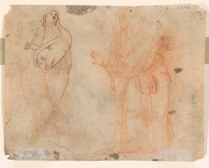 Studies van Vallende Figuren (recto); Studies van Figuren in Gedrapeerde Kleding (verso) door Unknown