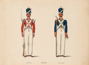 10e Madras Inheemse Infanterie en de Madras Artillerie door Unknown artist