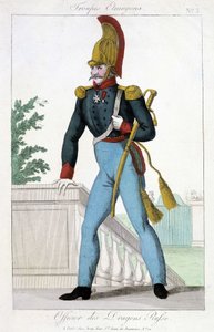 19e-eeuwse illustratie van een officier van de Russische Draken door Unknown artist