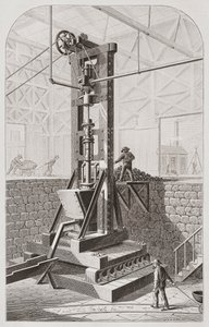 19e-eeuwse stempelmolen, ook bekend als een stempelbatterij of stempelmachine door Unknown artist