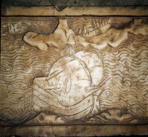 Een Genuees schip (detail) door Unknown artist