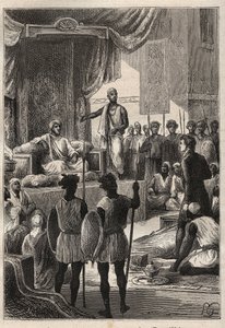 Een reis (1792-1795) naar Egypte en het Nabije Oosten door William George Browne (1768-1813): Browne ontmoet de Sultan van Darfur Ald el Raschman (Abd-er-Rahman, bekend als El-Rachid of de Rechtvaardige), in El Fasher (Al-Fashir, Soedan) in 1793 - illustra