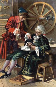 Een brillenmaker in 1745.