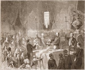 Een Maconnic Doop in de loge van de Fraternelle Amitive in 1861 door Unknown artist