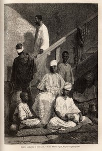 Een Senegalese familie uit Saint Louis. Gravure ter illustratie van een cruise langs de kust van Afrika, door Vice-admiraal Fleuriot de Langle, in 1868, gepubliceerd in Le tour du monde, 1872, onder redactie van Edouard Charton, editie Hachette, Parijs. Se door Unknown artist