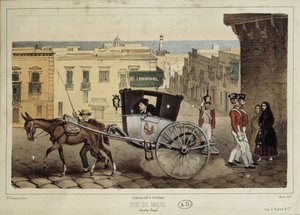 Een opstopping in de straten van Malta - gravure door Unknown artist