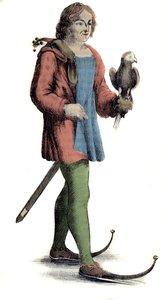Een man van middelbare leeftijd die schoenen draagt aan het veulen door Unknown artist