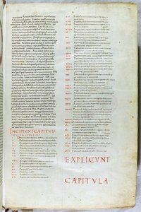 Een pagina uit de 11e eeuwse Bijbel met het incipit hoofdstuk van het Boek Genesis
