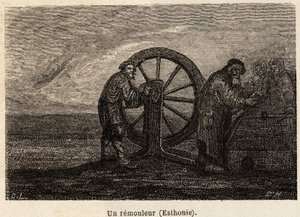 Een verhuizer in Estland. Gravure in Le tour du monde, bewerkt door Edouard Charton.