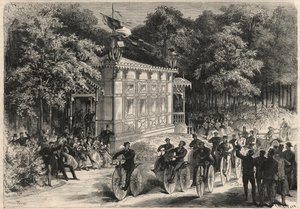 Een velocipederace in de Pre Catelan.