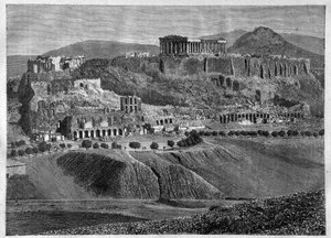 Akropolis van Athene 1881 - Akropolis van Athene in 1881 - gravure
