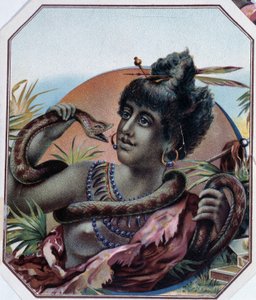 Afrikaanse zwarte vrouw en slang door Unknown artist