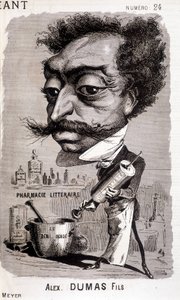 Alexandre Dumas Fils en zijn "literaire apotheek" - in "Le Géant" van 02/08/1868 door Unknown artist