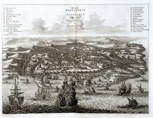 Zeezicht van Alexandrië - gravure door Dapper door Unknown artist