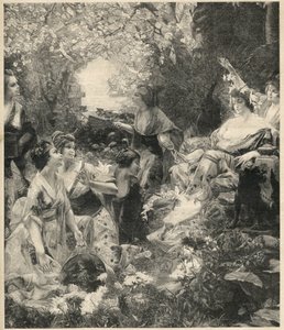 Amaterasu, godin van de zon - gravure door Paul François Quinsac - gravure van 1899 door Unknown artist