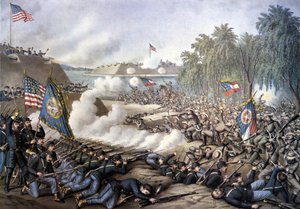 Amerikaanse Burgeroorlog (1861 - 1865): Eerste Slag bij Corinth (Mississippi) 29 april - 10 juni door Unknown artist