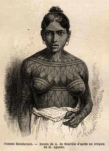 Een Indiase vrouw Mondurucu (of Mundurucu), een stam van de staat Para, in de regio van de rivier Tapajos door Unknown artist