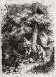 Angelique redt Medor - gravure van 1851 uit 